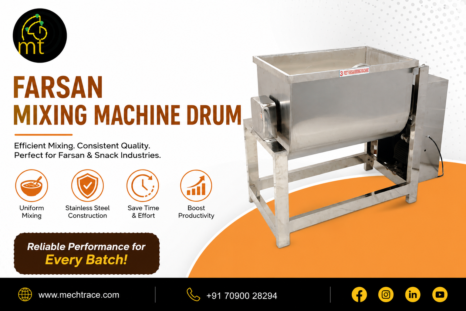 Upgrade Food Processing Efficiency with Mechtrace: Farsan Mixing Machine Drum, Dryer Machine Tilting, Wet Dal Grinder & Regular Potato Wafer Machine – Site Title